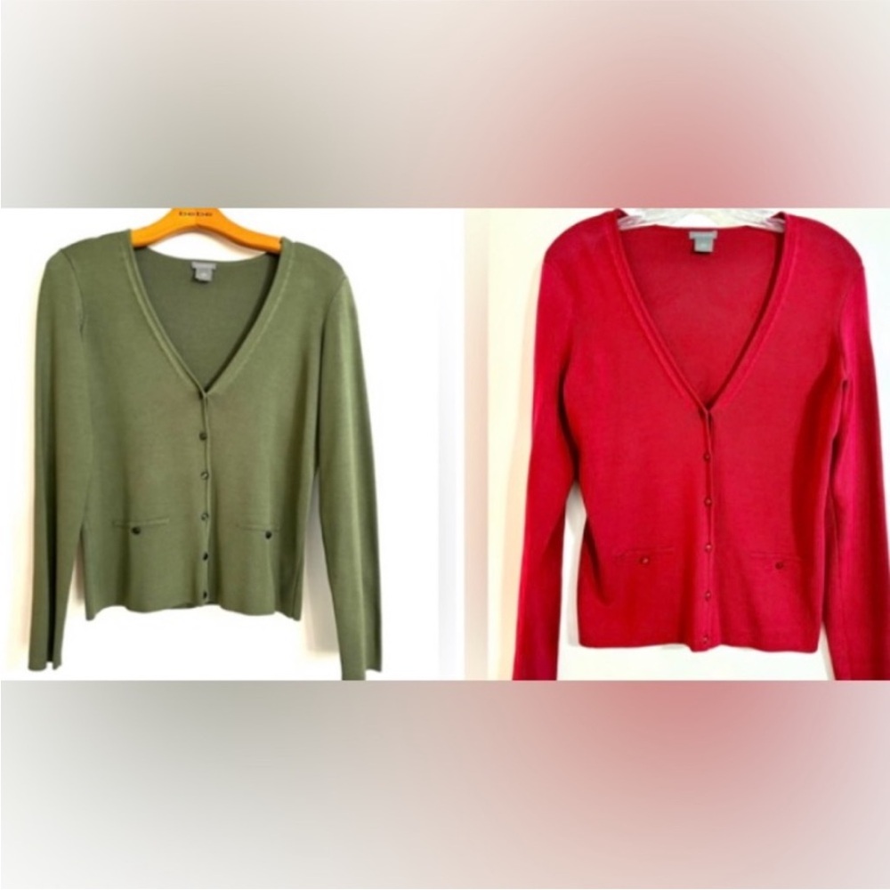 2 Ann Taylor Cardigan Sweater Set - Green and Red